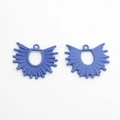Macro view of matte lilac fan-shaped geometric alloy charms with SW engraved on back - Purple