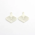 Detailed view of matte white hollow fan-shaped leaf pendants for DIY earring making - White