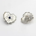 Detailed view of vintage silver heart alloy buttons with blue beads for DIY jewelry - Dark Blue