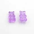 Detail of purple transparent resin bear pendants with back slots for DIY jewelry making - Large Style / Purple