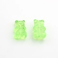 Front and back macro view of fluorescent green bear acrylic beads with center hole - Large Style / Green