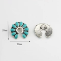 Detailed view of bohemian vintage metal button with turquoise inlay and rear loop - Horseshoe Decorative Button (01)