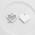 Pendentif cœur pixel 13mm détaillé avec strass et trou de suspension pour bijoux DIY - Style Cœur Pixel Strass Argenté (03) / 13mm