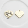 Pendentif cœur pixel doré avec cristaux et détails de texture, taille 13mm - Style Cœur Pixel Strass Doré (05)