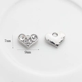 Détails avant et arrière de pendentifs coeur argentés de 9x7mm avec strass pour DIY - Style Cœur Pavé Argenté (01) / 9mmx7mm