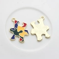 Bunter Puzzle-Anhänger aus Goldlegierung für die DIY-Schmuckherstellung - Puzzleform (Klein) / Gold