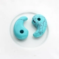 Blue and spiderweb patterned turquoise magatama pendant beads for DIY jewelry making - Blue Turquoise