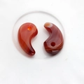 Pair of crescent-shaped red carnelian agate beads for DIY jewelry making - Red Agate