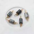 Macro shot of 14K gold-plated marble bead pendants for DIY high-end jewelry crafting - 22*6mm-24*7mm / Hawk Eye Stone