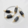 Detailed macro of 14K gold-plated copper connectors with faceted natural stone beads - 22*6mm-24*7mm / Flash Stone (Labradorite)