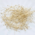 Macro view of polished 18K gold plated ball head pins for jewelry making accessories - Extended Version / 14K Gold