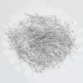 Detailed view of numerous silver-plated ball head pins for professional DIY jewelry making - Extended Version / White K/Silver
