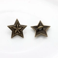 Detailed view of vintage star alloy buttons with antique bronze finish and shank back - Antique Bronze