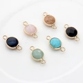 Set di sei connettori in pietra naturale colorata con castoni placcati oro per gioielli - Mix casuale