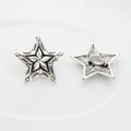 Detailed view of vintage silver star metal button with intricate engraved star patterns - Antique Silver