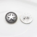 Macro detail of vintage silver star metal button with embossed textures and shank back - Star Pattern Style