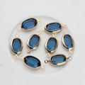 Pendenti ovali in cristallo blu scuro con bordi dorati per la creazione di gioielli fai da te - Blu