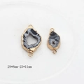 Detailed view of natural agate slice pendants with gold edges and size measurements - S
