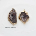 Natural agate geode druzy connectors with gold edges and size labels 40*28mm - Medium