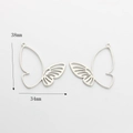 Detailed view of silver butterfly wing charms with size specs 38mm x 34mm for DIY jewelry - Silver - Large (WSX-154)
