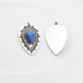 Detailed front and back view of teardrop resin charms for DIY jewelry making - Royal Blue Crackle