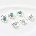 Vintage alloy hollow flower pendants with turquoise and white stones for DIY jewelry - Random Mixed