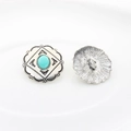 Detail of vintage silver concho button with turquoise inlay and rear shank attachment - Sky Blue
