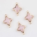 Connecteur trèfle à quatre feuilles en cristal rose pour la création de bijoux DIY - Rose