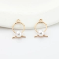 Golden alloy circular pendant with white pearl for DIY earrings and jewelry making - Pearl Hoop Style / Gold