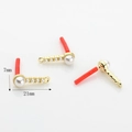 Dettaglio del connettore per orecchini in oro e perle da 21mm per gioielli fai-da-te - Design Perla Orizzontale (01)