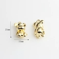 Detailed view of 21mm gold bear charms showing front and side profile for DIY jewelry - Teddy Bear