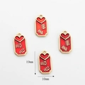 Macro detail of red enamel lucky charms with golden hearts for DIY jewelry making - Shi Shi Ru Yi Heart Style (04)
