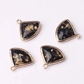 Macro shot of 4 fan-shaped black crystal glass pendants with gold foil and rose gold edges - Black (06)