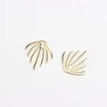 Detailed view of fan-shaped gold leaf pendants with smooth metallic finish and pre-drilled holes - Gold Plating