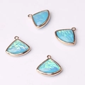 Light blue opal fan-shaped pendants with golden edges for jewelry making DIY - Light Blue (03)