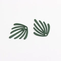 Detailed view of dark green leaf-shaped alloy charms with a smooth spray-painted finish - Green