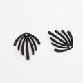 Detailed view of black fan-shaped alloy charms with radial lines for DIY earring making - Black