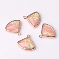 Set of 4 rose gold fan-shaped crystal pendants with iridescent pink resin inlay - Rose Pink (04)