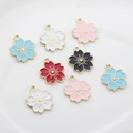 Bunte Sakura Kirschblüten Emaille Legierung Anhänger für DIY Schmuck und Zubehör - Zufällige Mischfarben