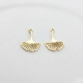 Detailed view of two gold-plated hollow ginkgo leaf charms for DIY jewelry making - S