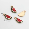 Detail of 17mm x 8mm enamel watermelon charms with gold base for DIY jewelry making - 17mm x 8mm / Watermelon