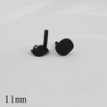 Matte black rubber lacquer 11mm stud earring base component for DIY jewelry - 11mm Disk (08)
