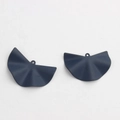 Close-up of matte dark blue semi-circle fan pendants with rings for DIY earring making - Ink Blue
