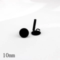 Matte black rubber finish 10mm round stud earrings with silver pins and butterfly backs - 10mm Round Stud (12)