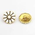 Close-up of daisy zinc alloy flower button with yellow enamel and back sewing loop - White - Gold Base