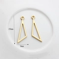 Detailed view of two gold hollow triangle charms with dimensions 29mm by 9mm - Right Triangle Style (04) / Gold