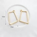 Detailed size view of irregular geometric trapezoid matte gold pendants, 32mm by 18mm - Irregular Trapezoid Style (02) / Gold