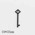 Matte black heart-top key pendant for DIY jewelry making, 10x35mm size - Key