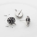 Gunmetal grey crystal rhinestone stud earrings DIY accessories 11mm diameter size - Small Round