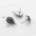 Macro view of teardrop rhinestone earring connectors with gun black finish and 17x10mm size - Water Drop
